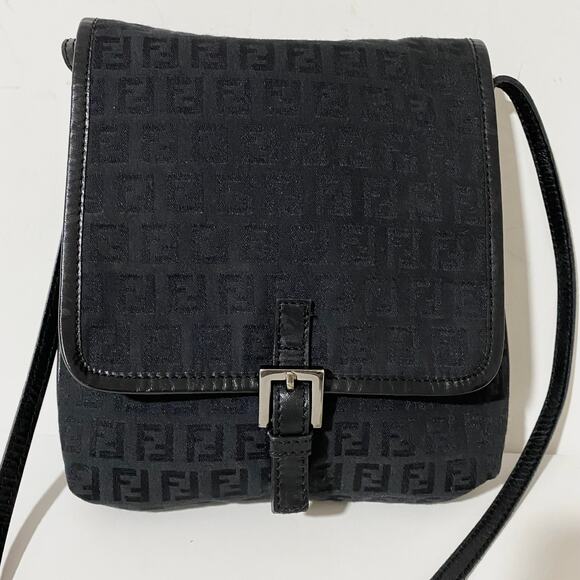 Fendi FF Zucca Logo Zucchino Monogram Canvas Shoulder Bag Purse Vintage Y2K 90's - Picture 4 of 16